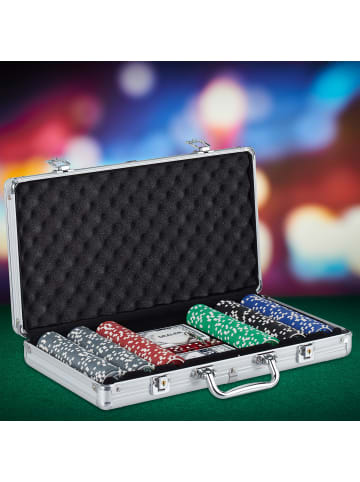 relaxdays Pokerkoffer 300 Chips in Silber