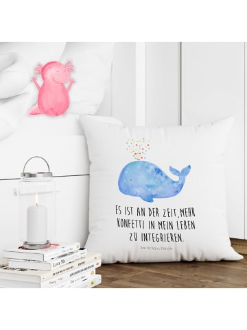 Mr. & Mrs. Panda Dekokissen Sofa Wal Konfetti mit Spruch in Weiß