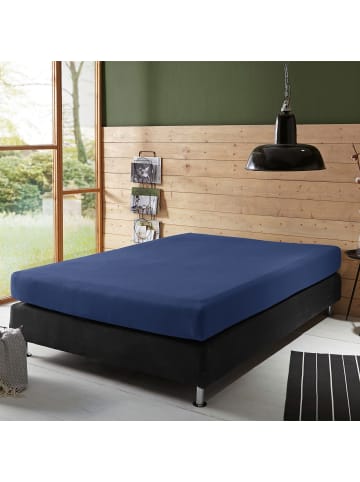 Erwin Müller Single-Jersey Boxspringbett-Spannbettlaken Freising in dunkelblau