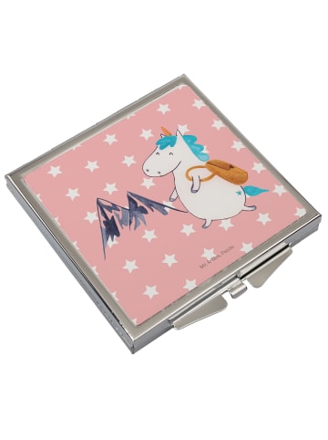 Mr. & Mrs. Panda Schminkspiegel Einhorn Bergsteiger ohne Spruch in Rot Pastell