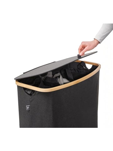 HENNEZ Wäschekorb Adrian 150l dunkelgrau mit 3 Wäschesäcken grau