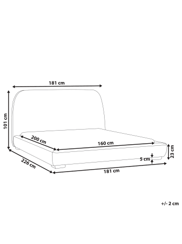 Beliani Doppelbett ROISEL in Beige/Schwarz - (W) 181 x (H) 101 x (L) 226 cm