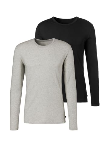 H.I.S Langarmshirt in grau-meliert, schwarz