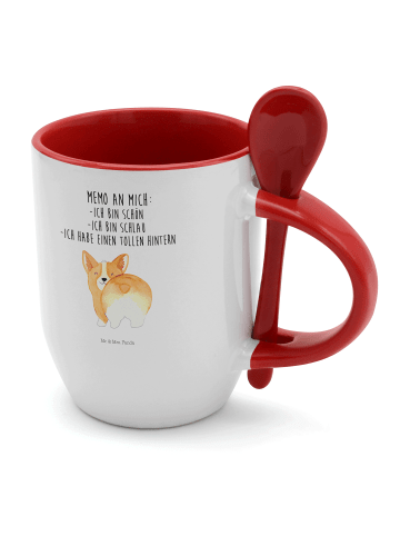 Mr. & Mrs. Panda Tasse mit Löffel Corgi Po mit Spruch in Weiß