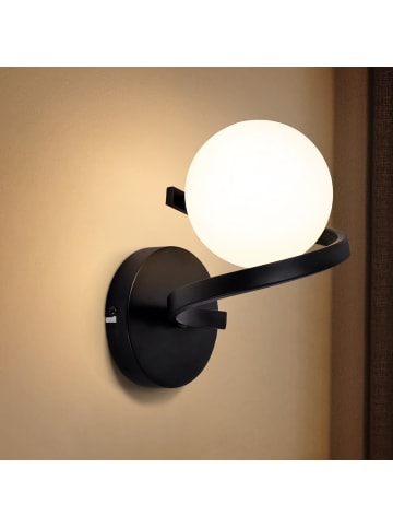 ZMH Wandleuchte in weiß Glas 1-flammige G9 Glaskugel Design Metall Ganglampe