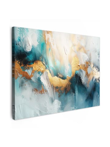 MuchoWow Leinwand bilder Abstrakte Kunst gold blau (BxH)