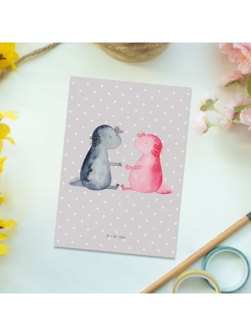 Mr. & Mrs. Panda Grußkarte Axolotl Liebe ohne Spruch in Grau Pastell
