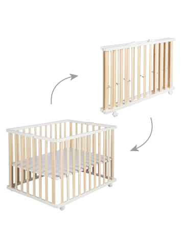 roba Laufgitter klappbar Holz bicolor platzsparend mit Rollen