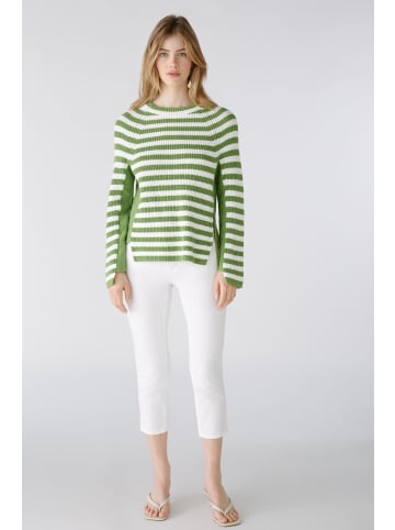 Oui Pullover RUBI reine Baumwolle in green white