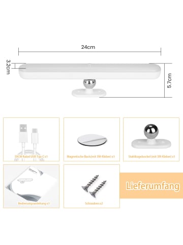 ZMH Unterbauleuchte LED in weiß Dimmbar mit Bewegungssensor 2W schwenkbar kabellose