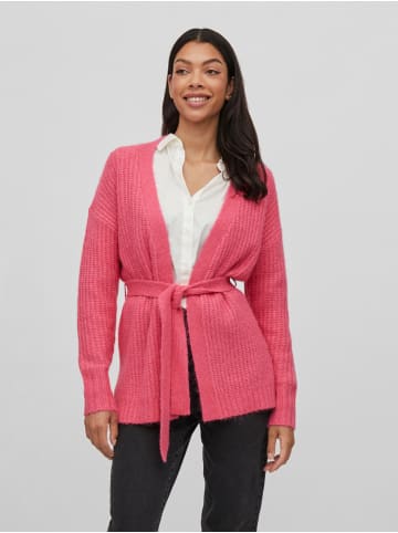 Vila Feinstrick Cardigan Stretch Jacke mit Gürtel VIFELO in Pink