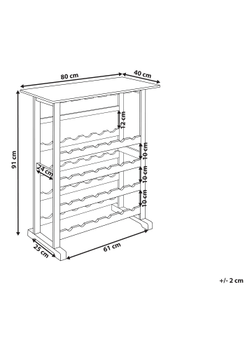Beliani Weinständer ROWLEY in Braun - (W) 80 x (H) 91 x (L) 40 cm