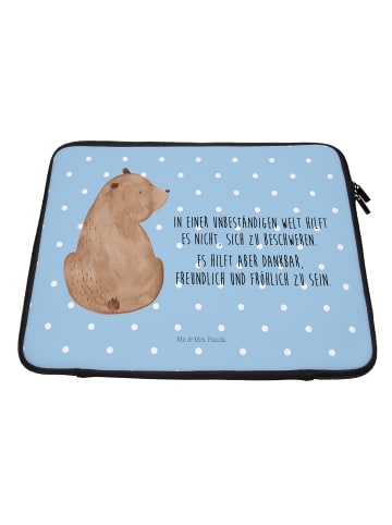 Mr. & Mrs. Panda Laptop Case Bär Schulterblick mit Spruch in Blau Pastell