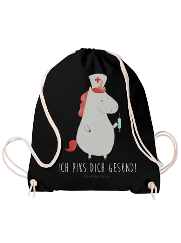 Mr. & Mrs. Panda Jutebeutel Einhorn Krankenschwester mit Spruch in Schwarz