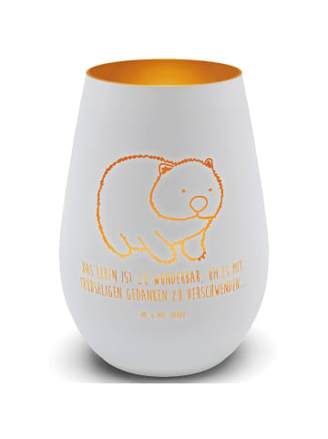Mr. & Mrs. Panda Teelichthalter Wombat mit Spruch in Weiß