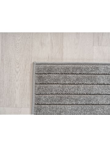 KADIMA DESIGN Kurzflorteppich Skandi 3D-Bögen Waschbar Wohnzimmer in Silber