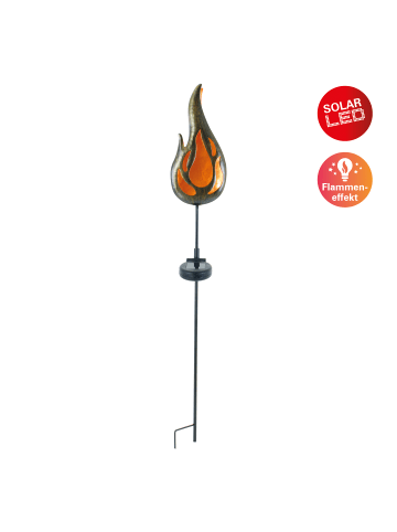 näve LED Solarleuchte "FLAMME" in bronze - (L)12.7 cm x (B)6.5 cm x (H)84 cm