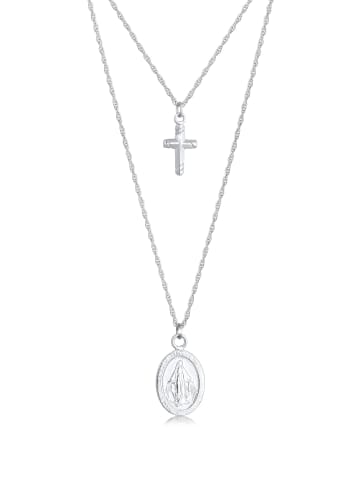 Elli Halskette 925 Sterling Silber Kreuz, Marienbild in Silber