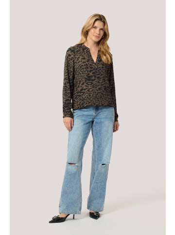Kaffe Langarm-Bluse KAditte Regular fit in Brown/Black Flower Print