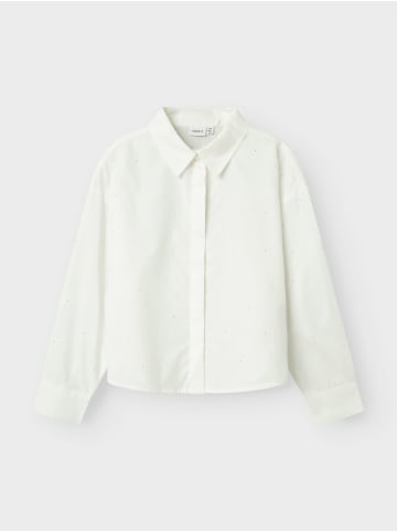 name it Mädchen Bluse Popeline locker kurz Hemdkragen in Weiß