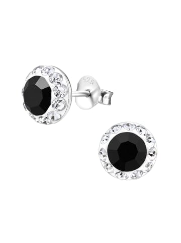 Alexander York Ohrringe - Ohrstecker GEO Kristall schwarz weiß in 925 Silber - 2-tlg.