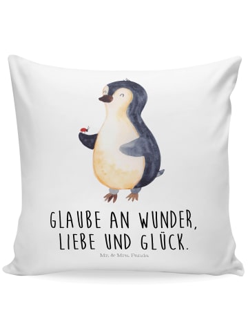 Mr. & Mrs. Panda 40x40 Kissen Pinguin Marienkäfer mit Spruch in Weiß