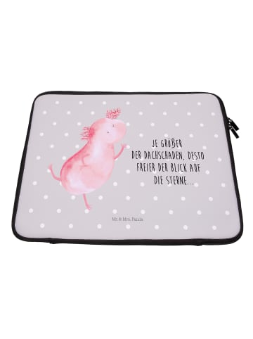 Mr. & Mrs. Panda Laptop Sleeve Axolotl Tanzen mit Spruch in Grau Pastell
