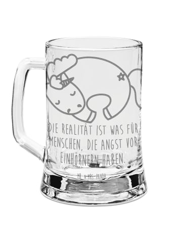 Mr. & Mrs. Panda Bierglas Einhorn Nacht mit Spruch in Transparent