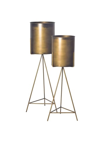 FineBuy Blumentopf in Gold / Metall / 32x32x89