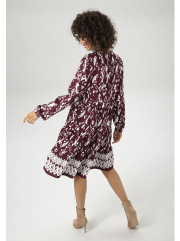 Aniston CASUAL Tunikakleid in bordeaux-weiß-taupe