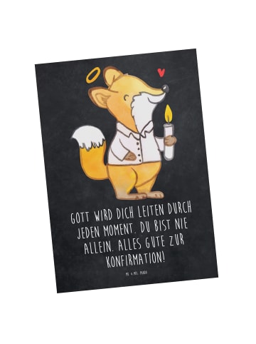 Mr. & Mrs. Panda Postkarte Fuchs Konfirmation mit Spruch in Kreidetafel