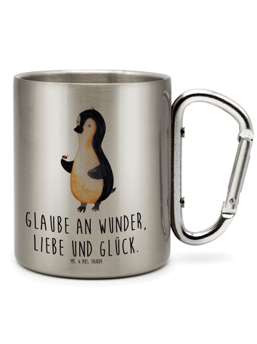 Mr. & Mrs. Panda Edelstahlbecher Pinguin Marienkäfer mit Spruch in Silber