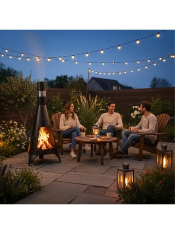 relaxdays Terrassenofen in Schwarz H(120) x Ø 45 cm