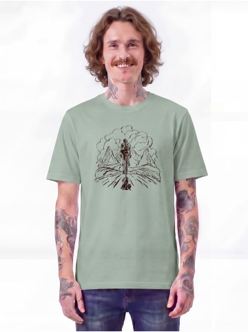 wat? Apparel T-Shirt Berge und Mountainbike in Aloe
