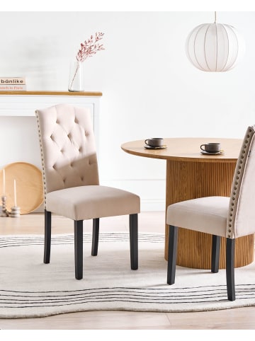 Beliani 2er-Set Esszimmerstuhl SHIRLEY in Beige/Schwarz