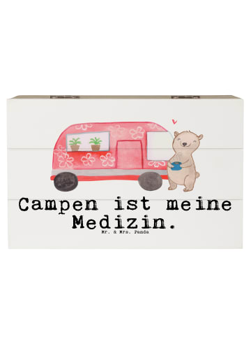 Mr. & Mrs. Panda Holzkiste Bär Camper mit Spruch in Weiß