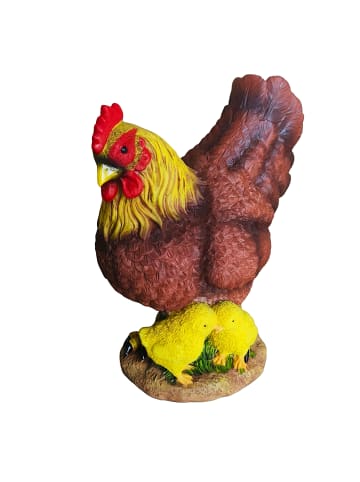 relaxdays Gartenfigur "Glucke" in Braun/ Gelb - (B)22 x (H)24 x (T)9 cm