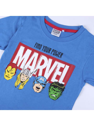 Marvel 2tlg. Outfit T-Shirt & Shorts Marvel Avengers in Blau-Grau