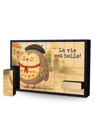 Mr. & Mrs. Panda Adventskalender Eule Frankreich Design mit Spruch in Weiß