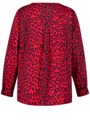 SAMOON Bluse Langarm in Power Red gemustert