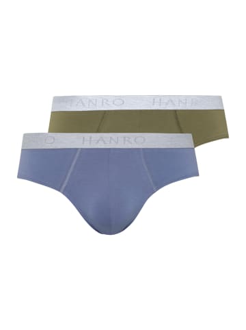 Hanro 2er-Pack Slips Cotton Essentials in labradorblue/moss
