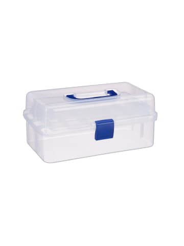 relaxdays 10x Plastikbox in Transparent/ Blau - (B)33 x (H)14 x (T)19 cm