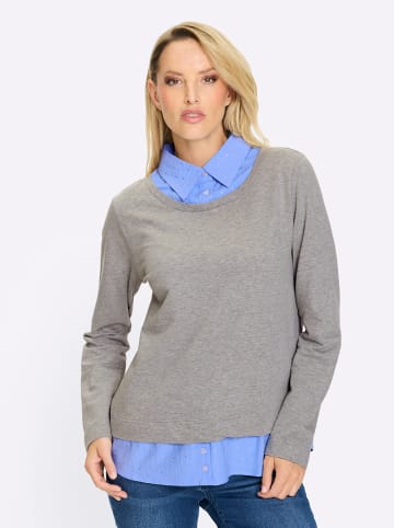 Heine Sweatshirt in grau-himmelblau-meliert