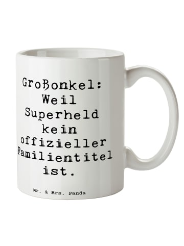 Mr. & Mrs. Panda Tasse Spruch Großonkel Superheld mit Spruch in Weiß