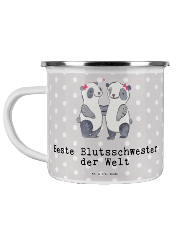 Mr. & Mrs. Panda Trinkbecher Panda Beste Blutsschwester der Welt... in Grau Pastell
