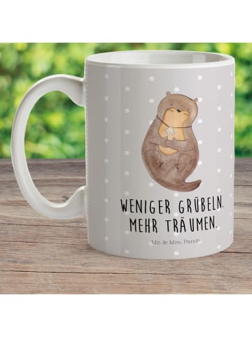 Mr. & Mrs. Panda Kindertasse Otter Muschel mit Spruch in Grau Pastell
