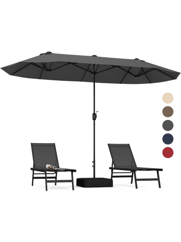 COSTWAY Doppelsonnenschirm mit Ständer 400x200cm in Anthrazit
