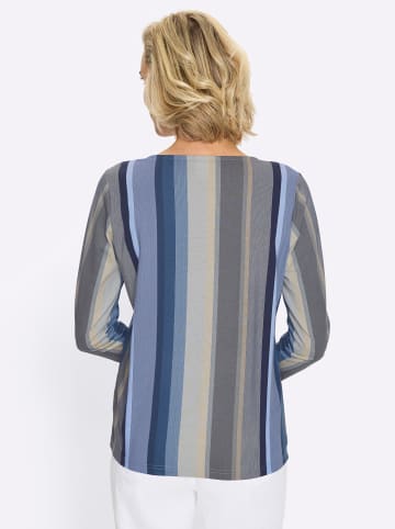 Sieh an! Langarmshirt in jeansblau-eisblau-gestreift