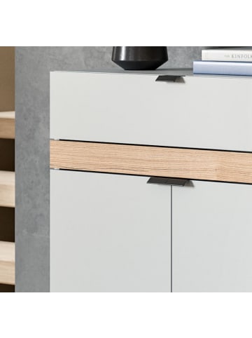 Inn.Furn Garderoben-Set 3-teilig grau, Evoke Eiche 135 cm, Garderobenmöbel mit Soft-Close