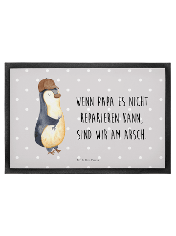 Mr. & Mrs. Panda Fußmatte Wenn Papa es nicht reparieren kann, si... in Grau Pastell